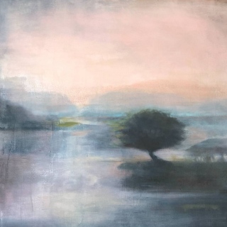 Arbre solitaire à l'aube  60X60cm - Paysages contemporains